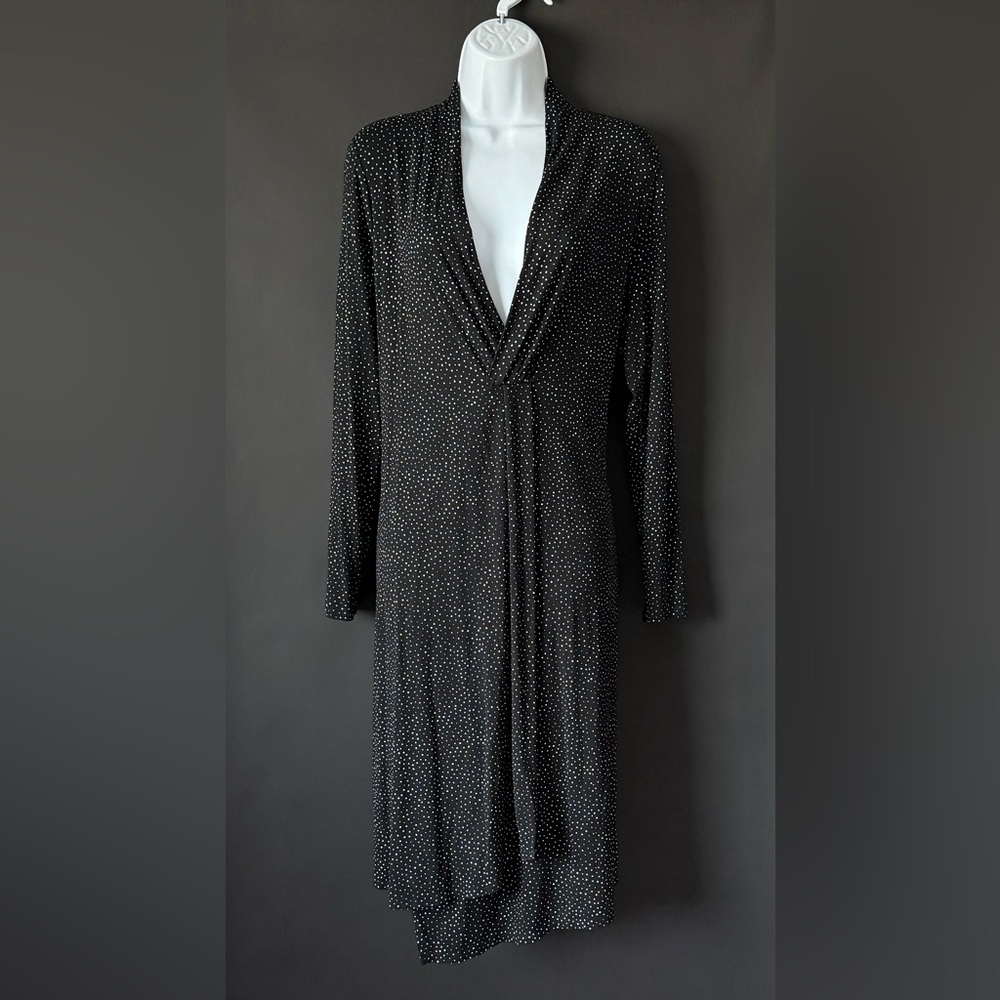 J.Jill Wearever Collection black polka dot dress medium